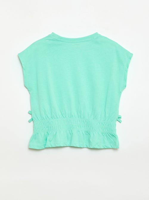 T-shirt con inserto a nido d'ape e nodi in vita - Kiabi