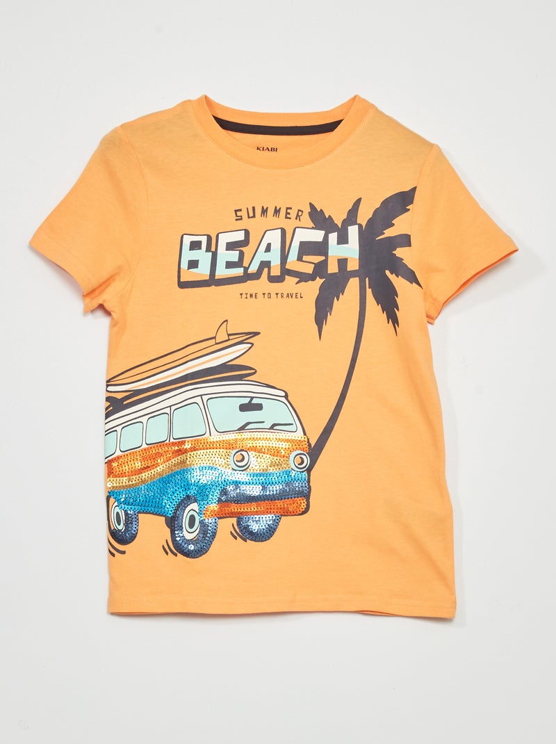 T-shirt con lustrini ARANCIONE - Kiabi
