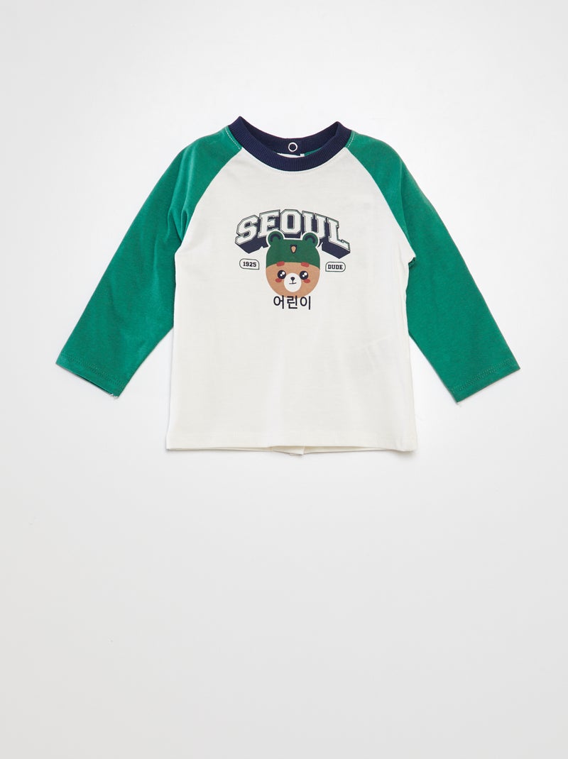 T-shirt con manica americana e stampa 'Seoul' BIANCO - Kiabi