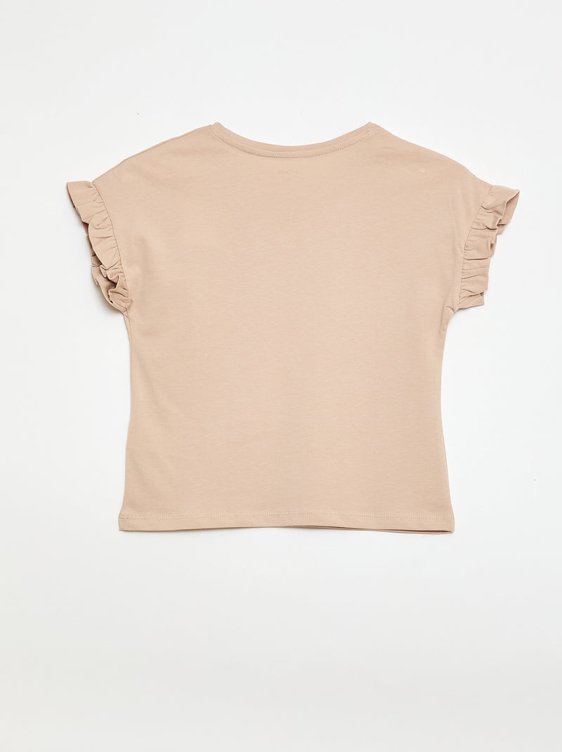 T-shirt con maniche a volant Beige - Kiabi