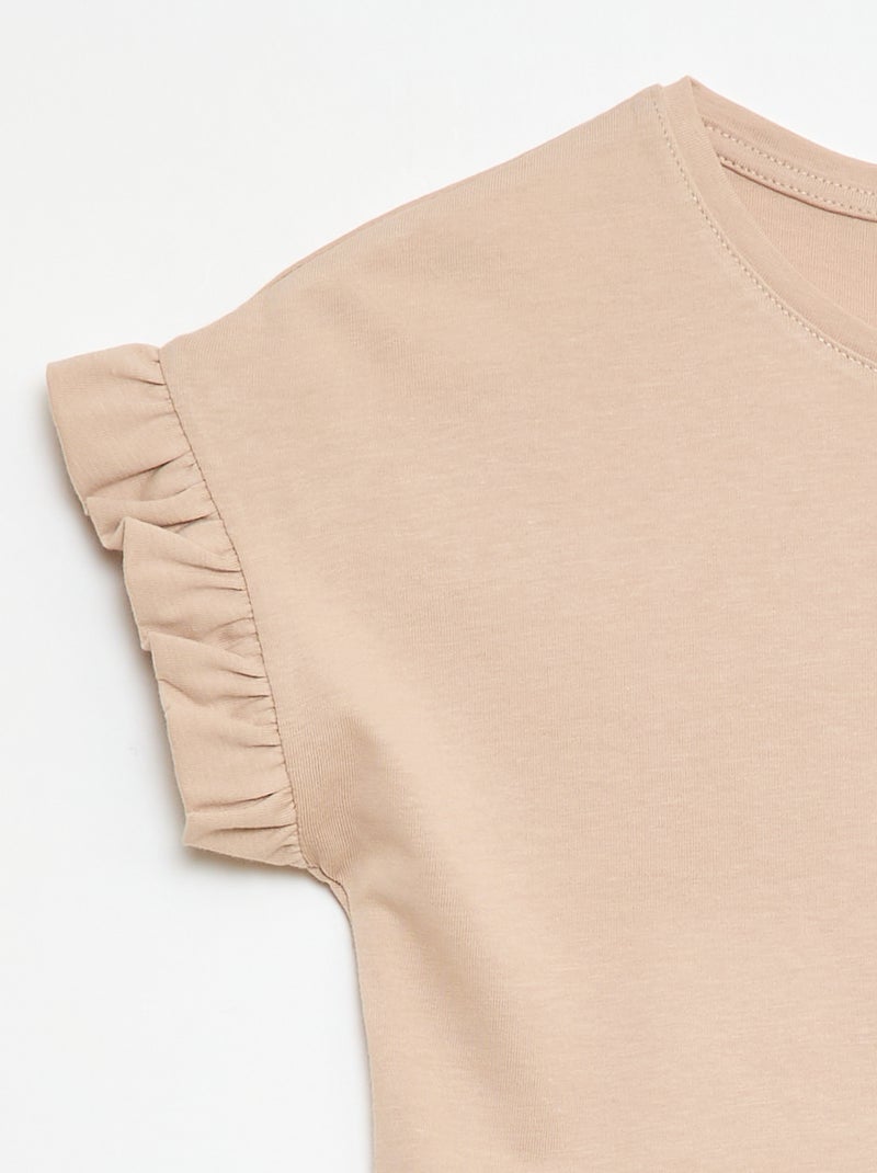 T-shirt con maniche a volant Beige - Kiabi