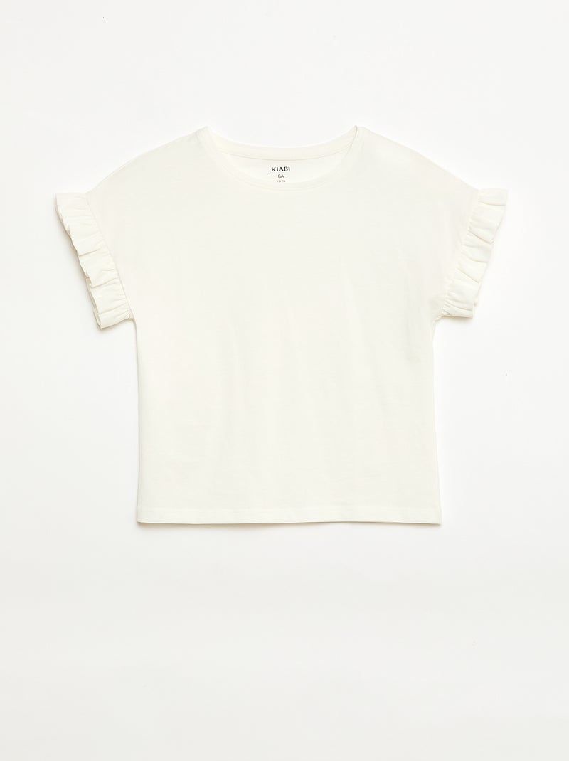 T-shirt con maniche a volant Bianco - Kiabi