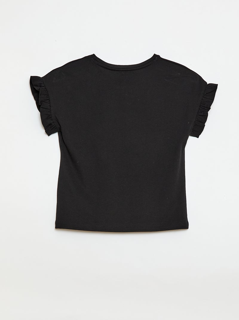 T-shirt con maniche a volant Nero - Kiabi