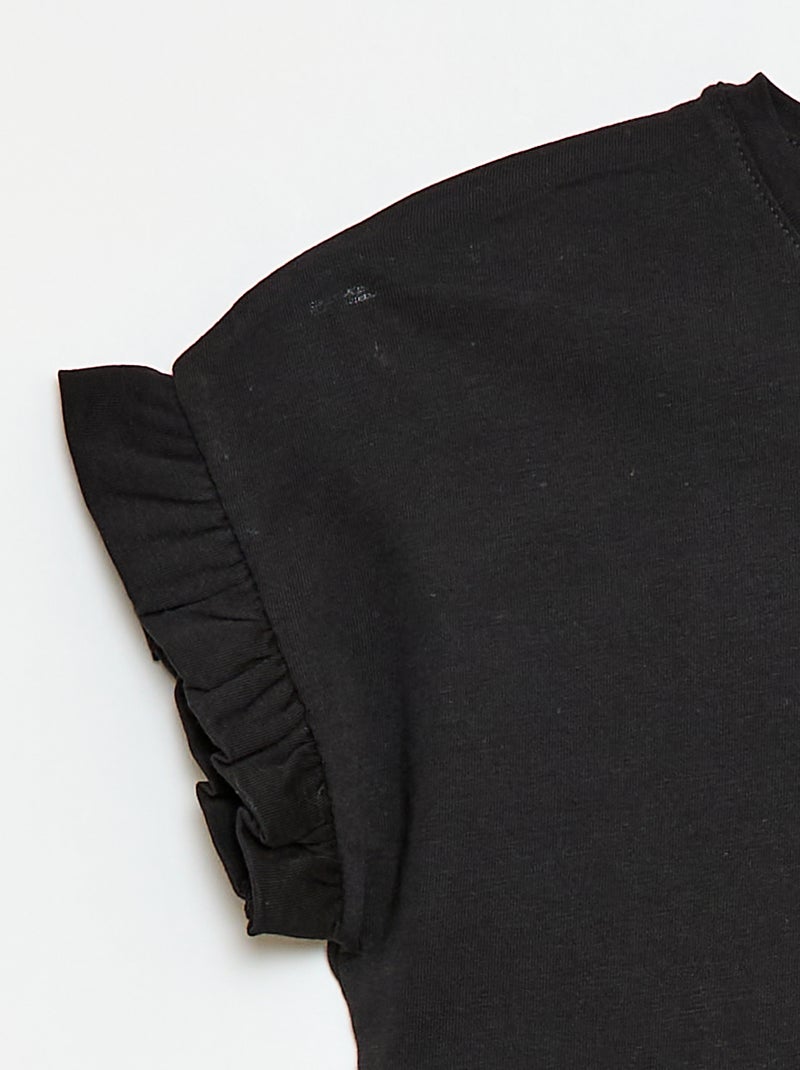 T-shirt con maniche a volant Nero - Kiabi