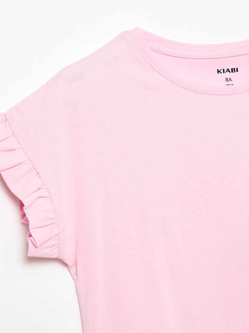 T-shirt con maniche a volant Rosa - Kiabi