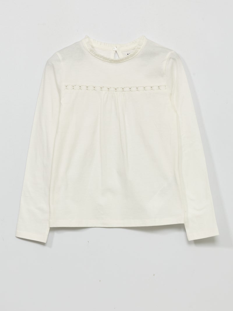 T-shirt con maniche con pizzo Bianco - Kiabi