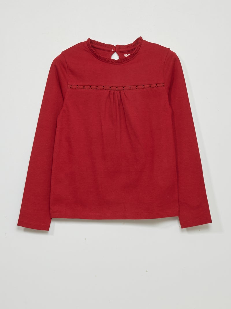 T-shirt con maniche con pizzo ROSSO - Kiabi