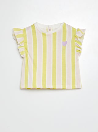 T-shirt con maniche con volant