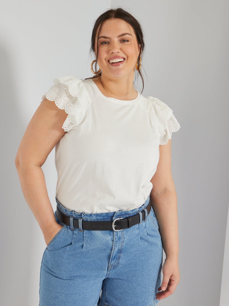 T-shirt con maniche con volant Bianco - Kiabi