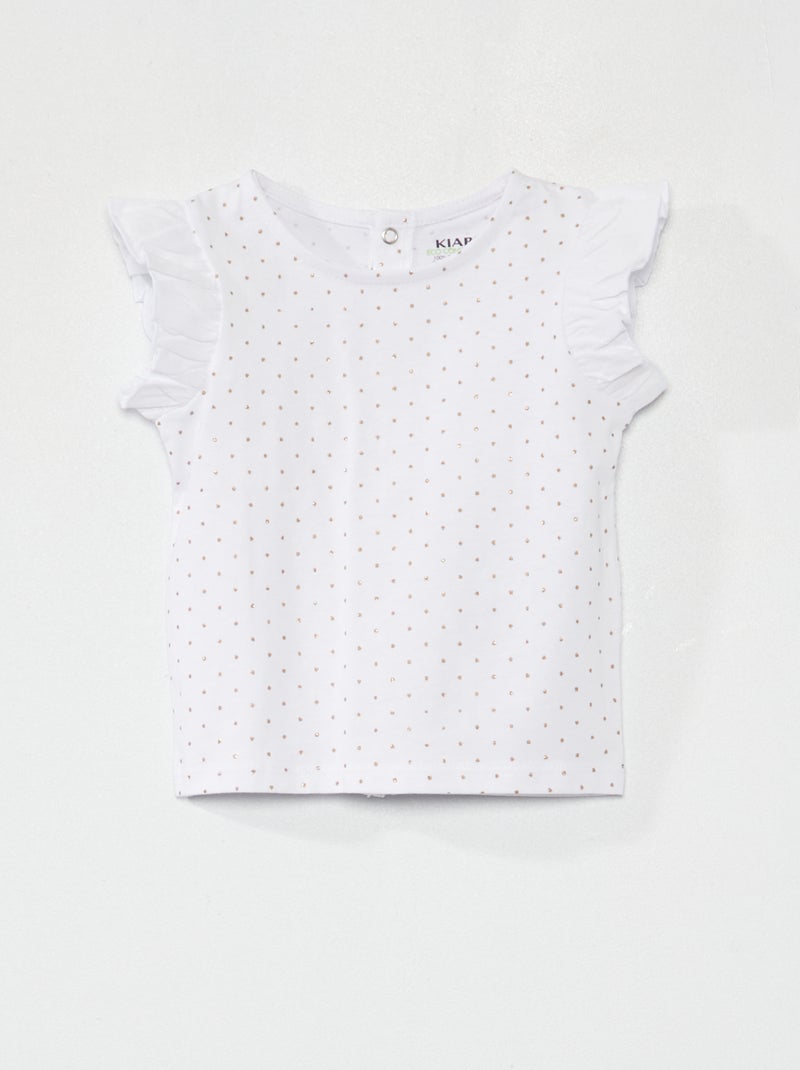 T-shirt con maniche con volant BIANCO - Kiabi