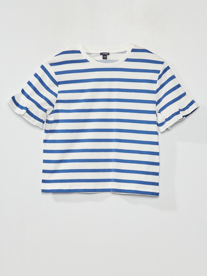 T-shirt con maniche con volant BLU - Kiabi