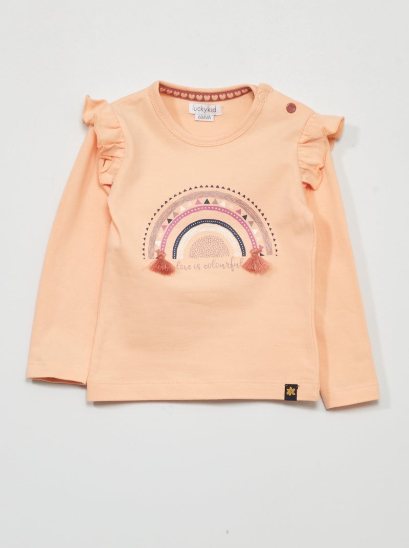 T-shirt con maniche con volant ROSA - Kiabi