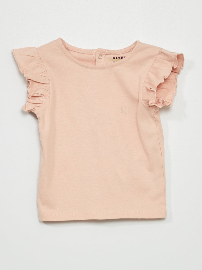 T-shirt con maniche con volant ROSA - Kiabi