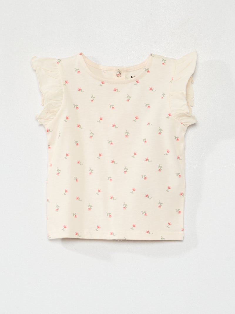 T-shirt con maniche con volant ROSA - Kiabi
