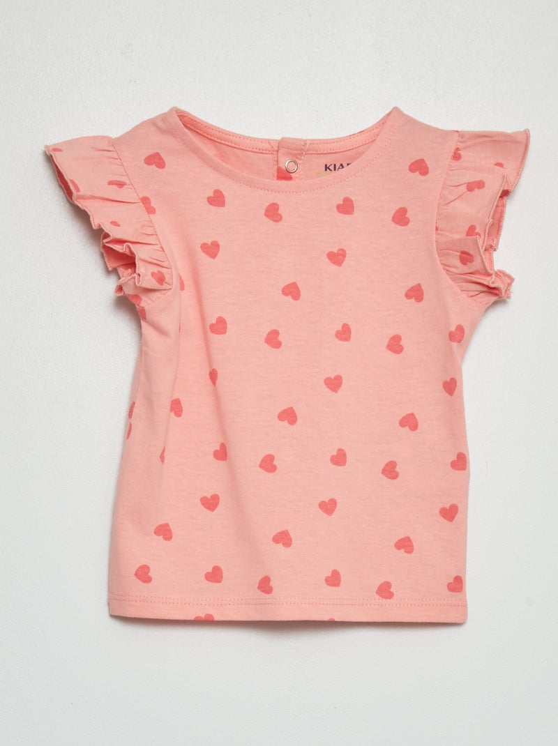 T-shirt con maniche con volant ROSA - Kiabi