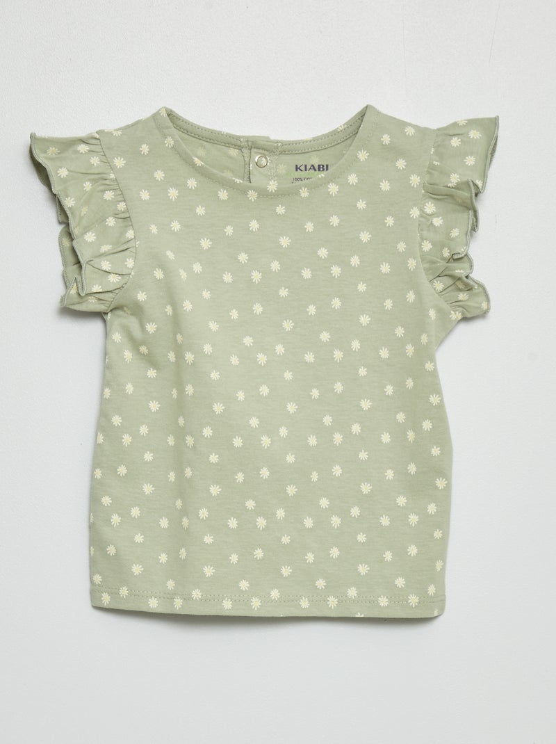 T-shirt con maniche con volant VERDE - Kiabi