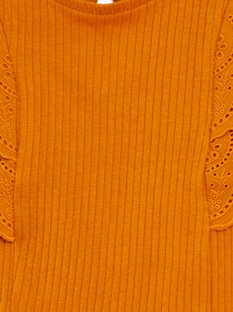 T-shirt con maniche ricamate GIALLO - Kiabi