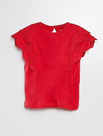 T-shirt con maniche ricamate