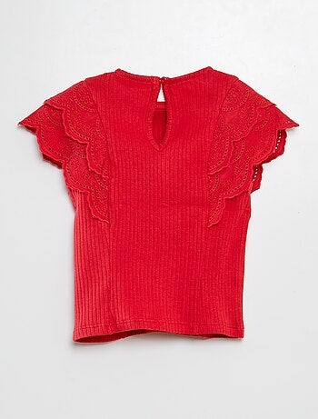 T-shirt con maniche ricamate
