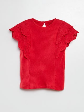 T-shirt con maniche ricamate