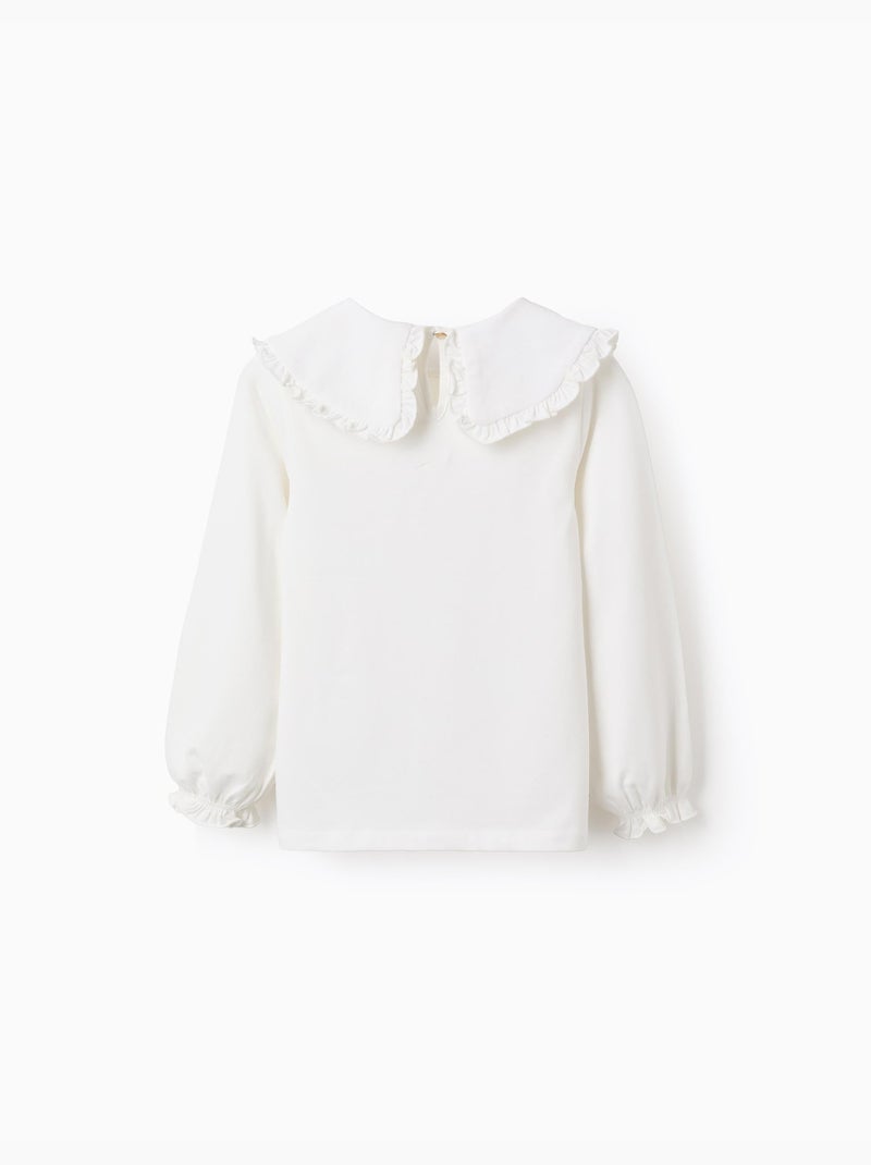T-shirt con maxi colletto e contorno arricciato Bianco - Kiabi