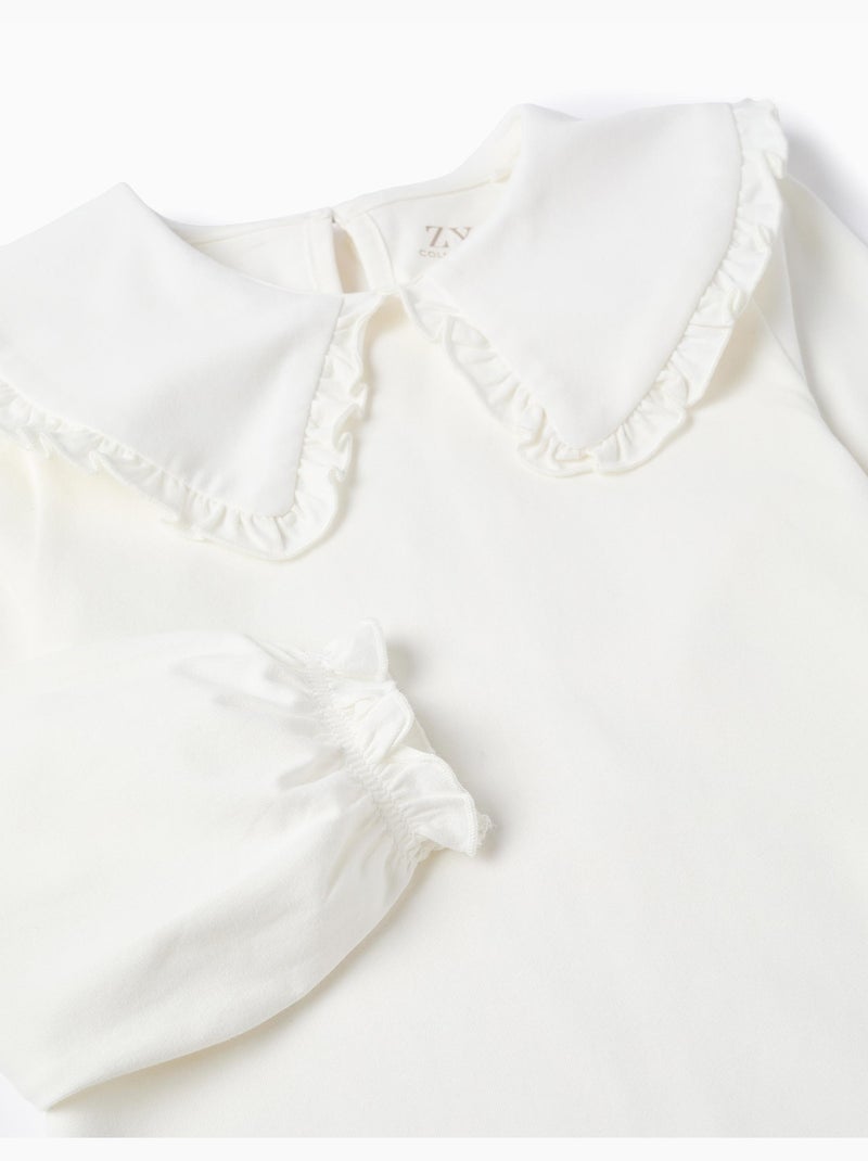T-shirt con maxi colletto e contorno arricciato Bianco - Kiabi