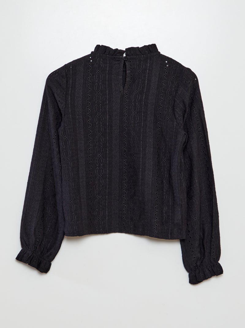 T-shirt con motivi traforati nero - Kiabi