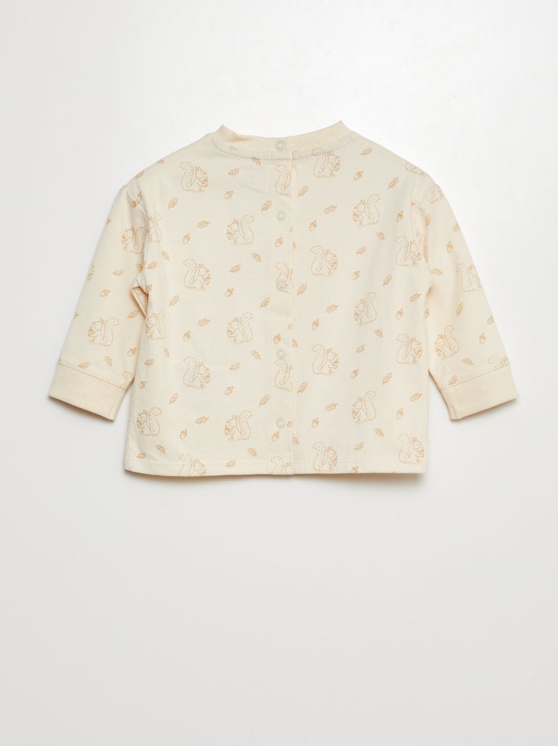 T-shirt con motivo e apertura interamente a pressione BEIGE - Kiabi