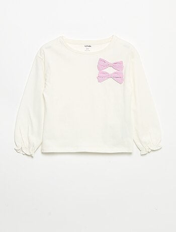 T-shirt con nodi decorativi a maniche lunghe