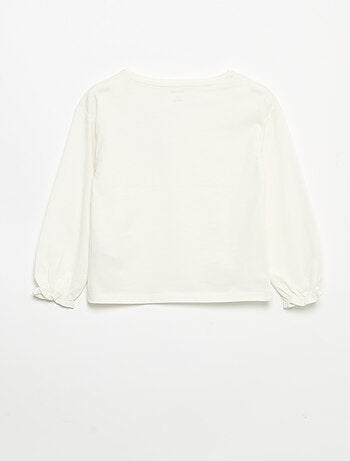 T-shirt con nodi decorativi a maniche lunghe