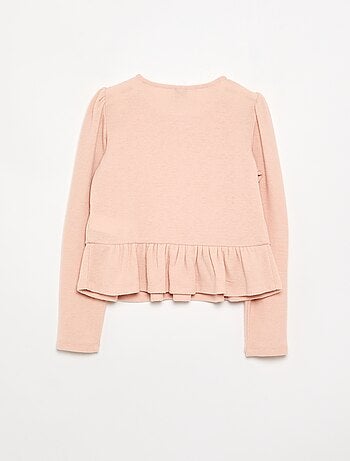T-shirt con nodi e balza in vita
