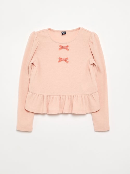 T-shirt con nodi e balza in vita - Kiabi