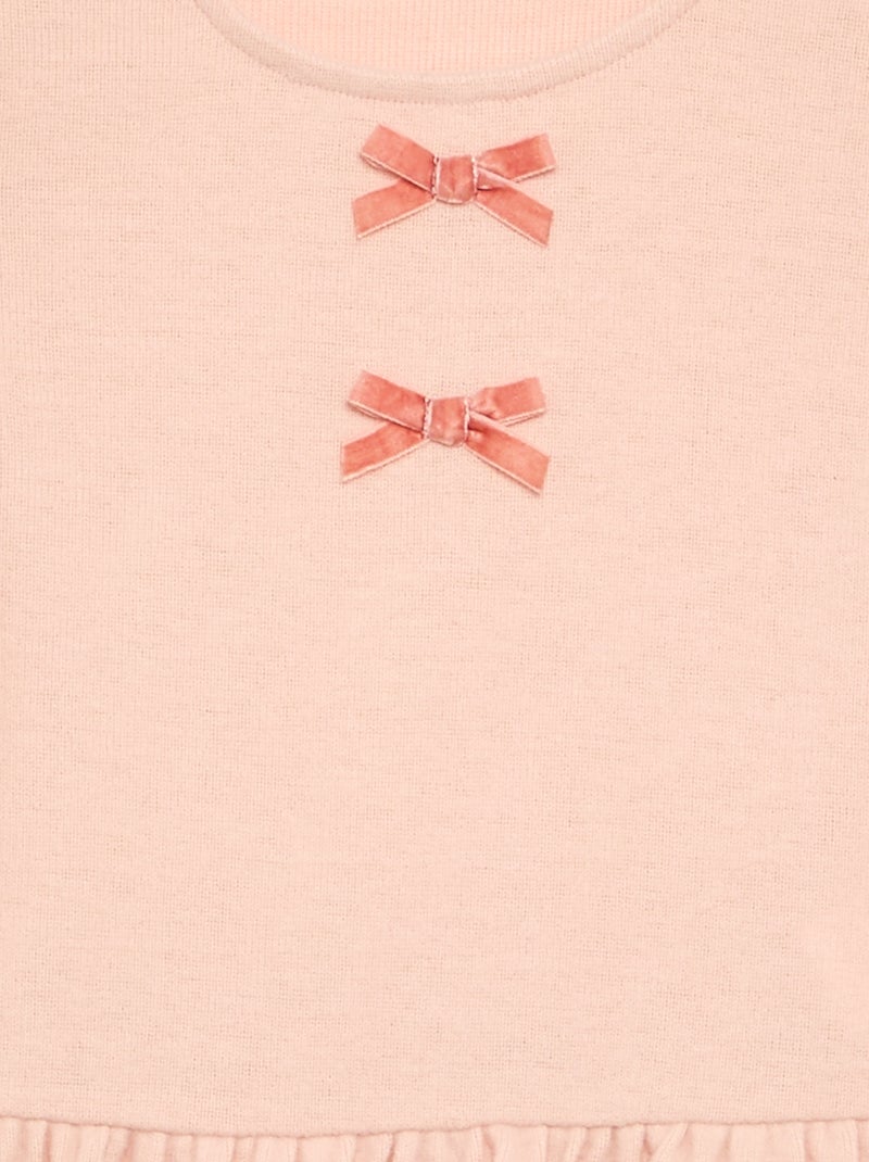T-shirt con nodi e balza in vita Arancione - Kiabi