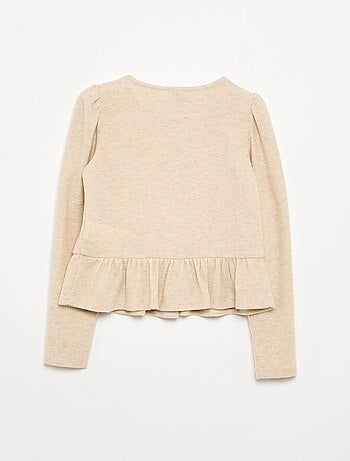 T-shirt con nodi e balza in vita