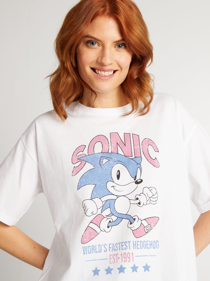 T-shirt con oversize 'Sonic' bianco - Kiabi