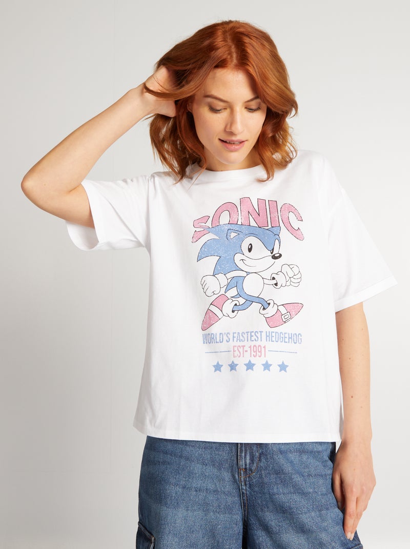 T-shirt con oversize 'Sonic' bianco - Kiabi