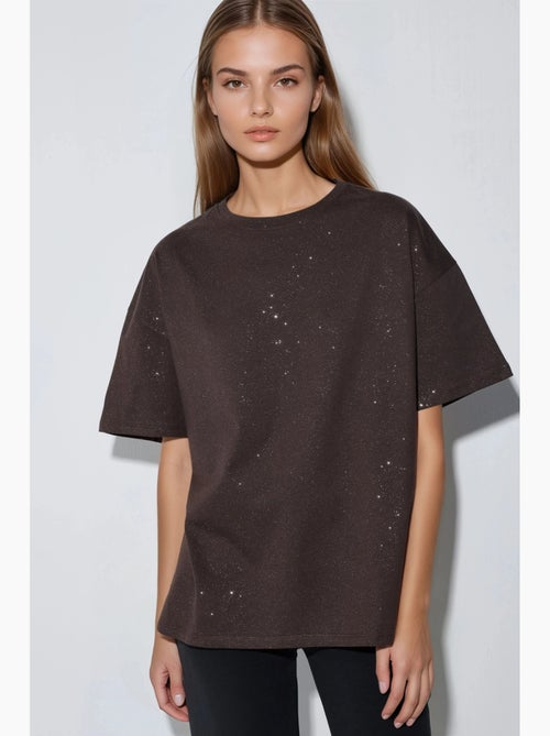 T-shirt con paillettes, girocollo e maniche corte busem - Kiabi T-shirt con paillettes, girocollo e maniche corte busem - Kiabi
