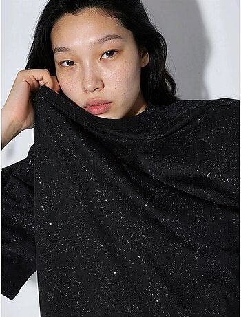 T-shirt con paillettes, girocollo e maniche corte busem