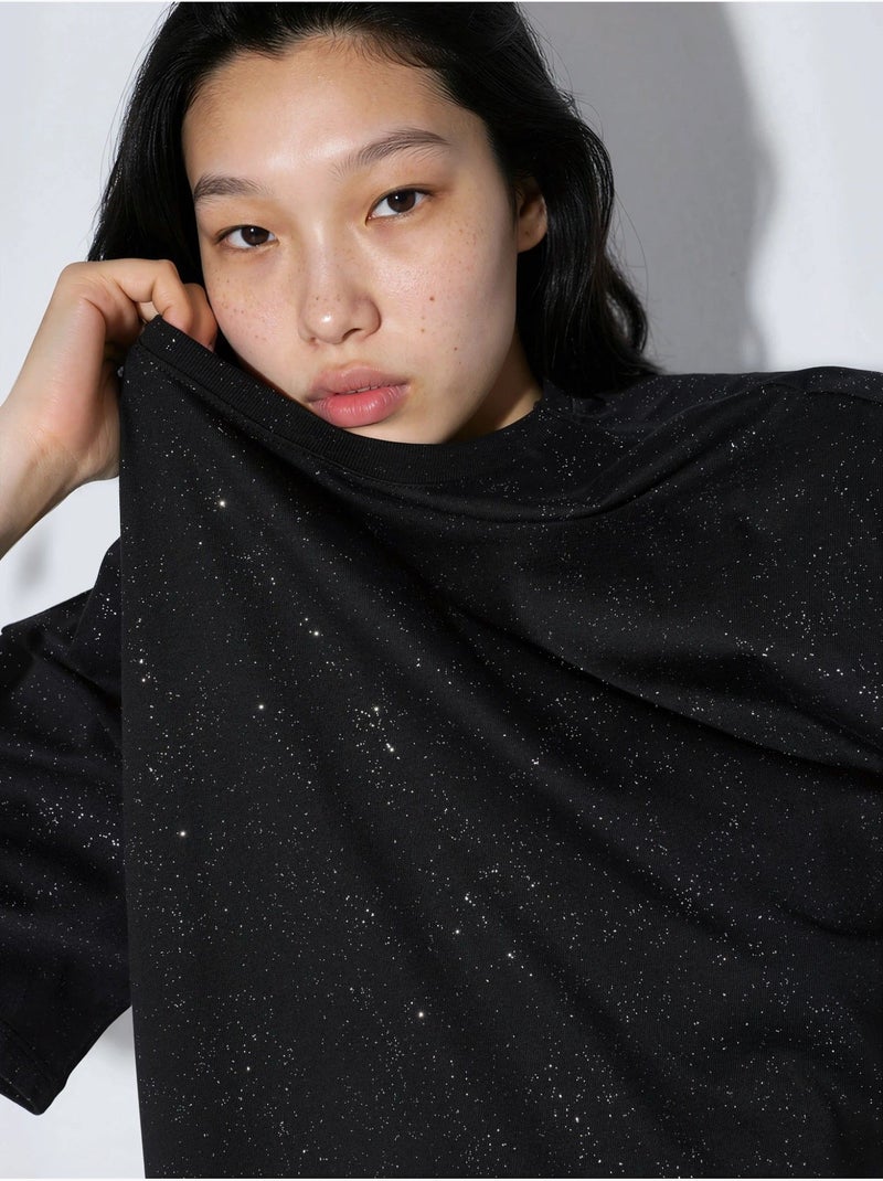 T-shirt con paillettes, girocollo e maniche corte busem Nero - Kiabi
