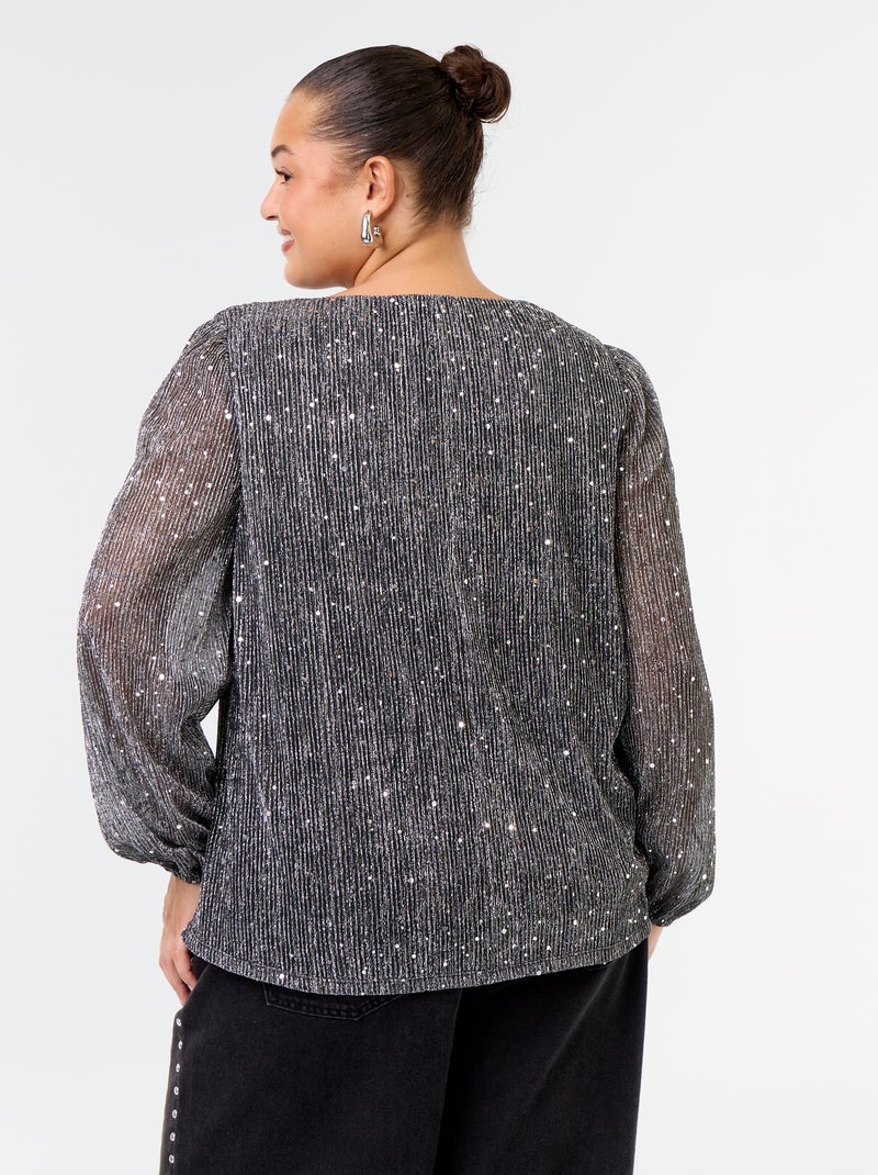 T-shirt con paillettes Grigio - Kiabi