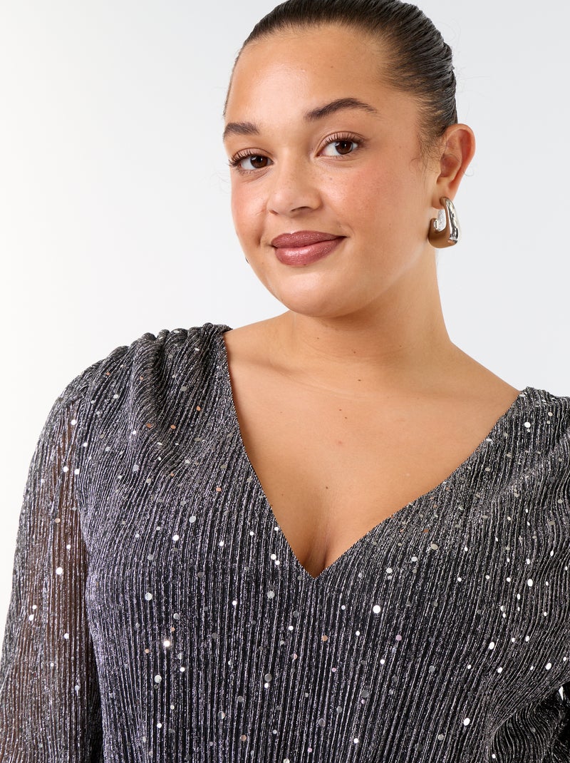 T-shirt con paillettes Grigio - Kiabi