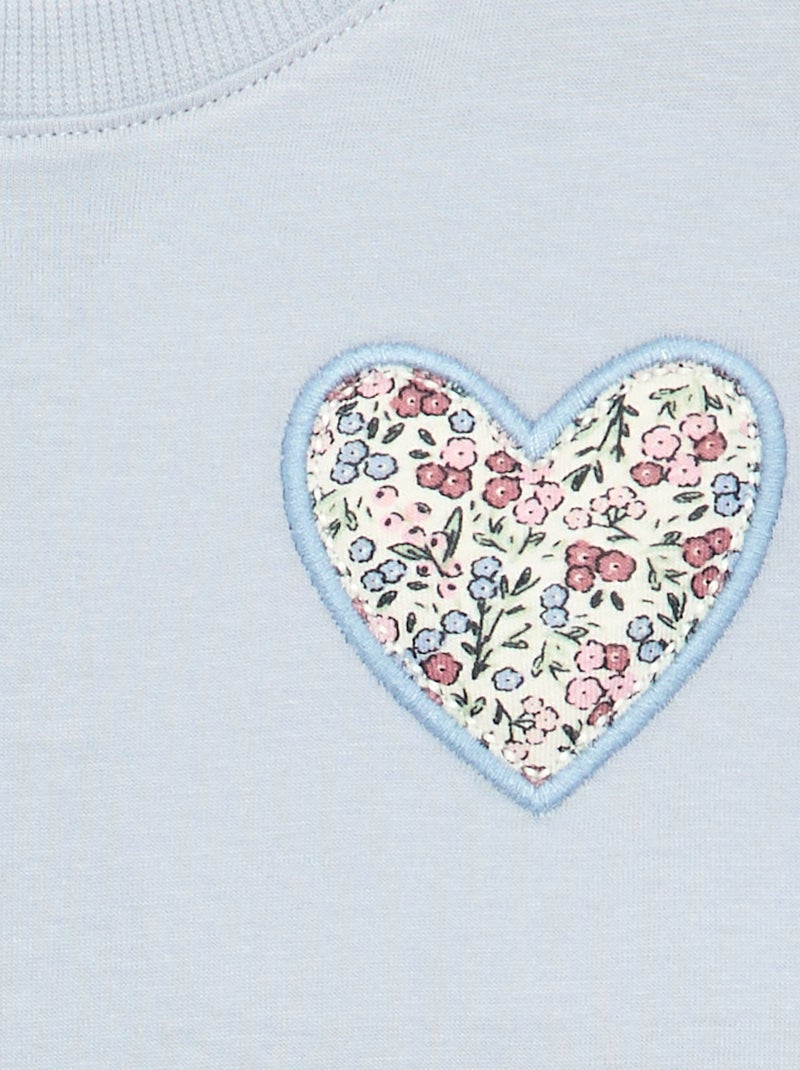 T-shirt con patch a 'cuore' sul petto Blu - Kiabi