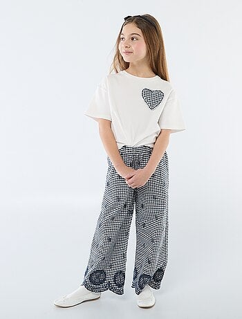 T-shirt con patch vichy