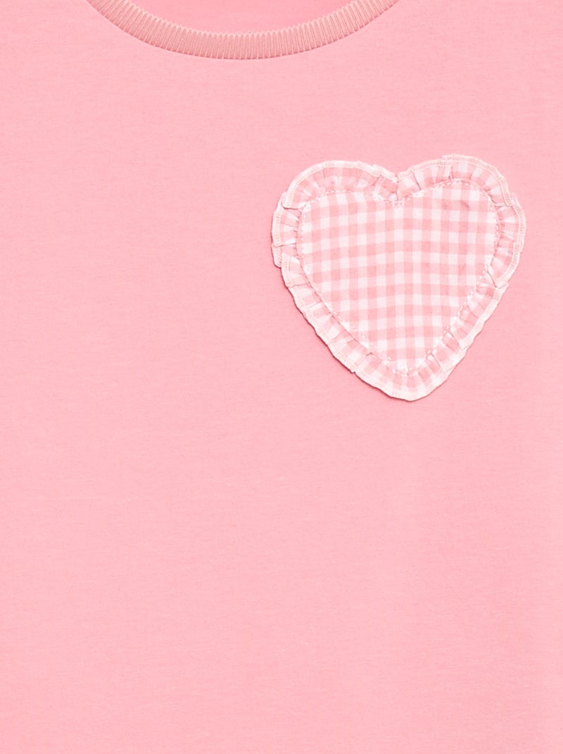 T-shirt con patch vichy Rosa - Kiabi