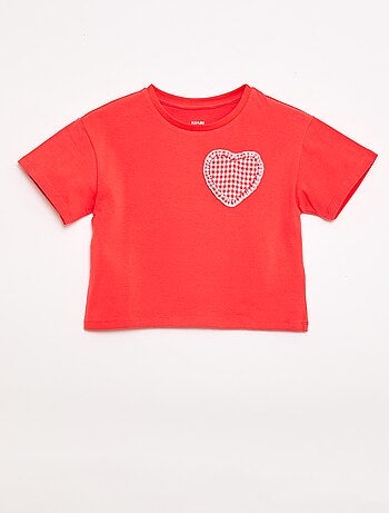 T-shirt con patch vichy