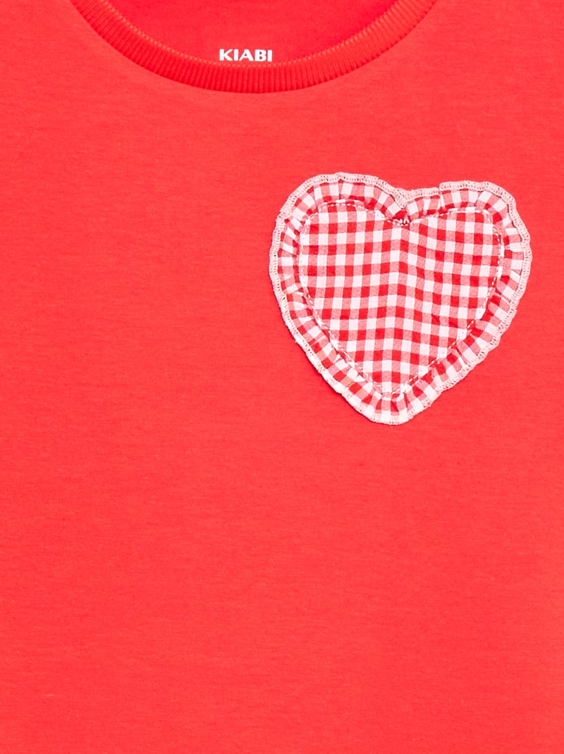 T-shirt con patch vichy Rosso - Kiabi