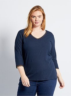 Taglie forti donna - T-shirt con pizzo - Kiabi