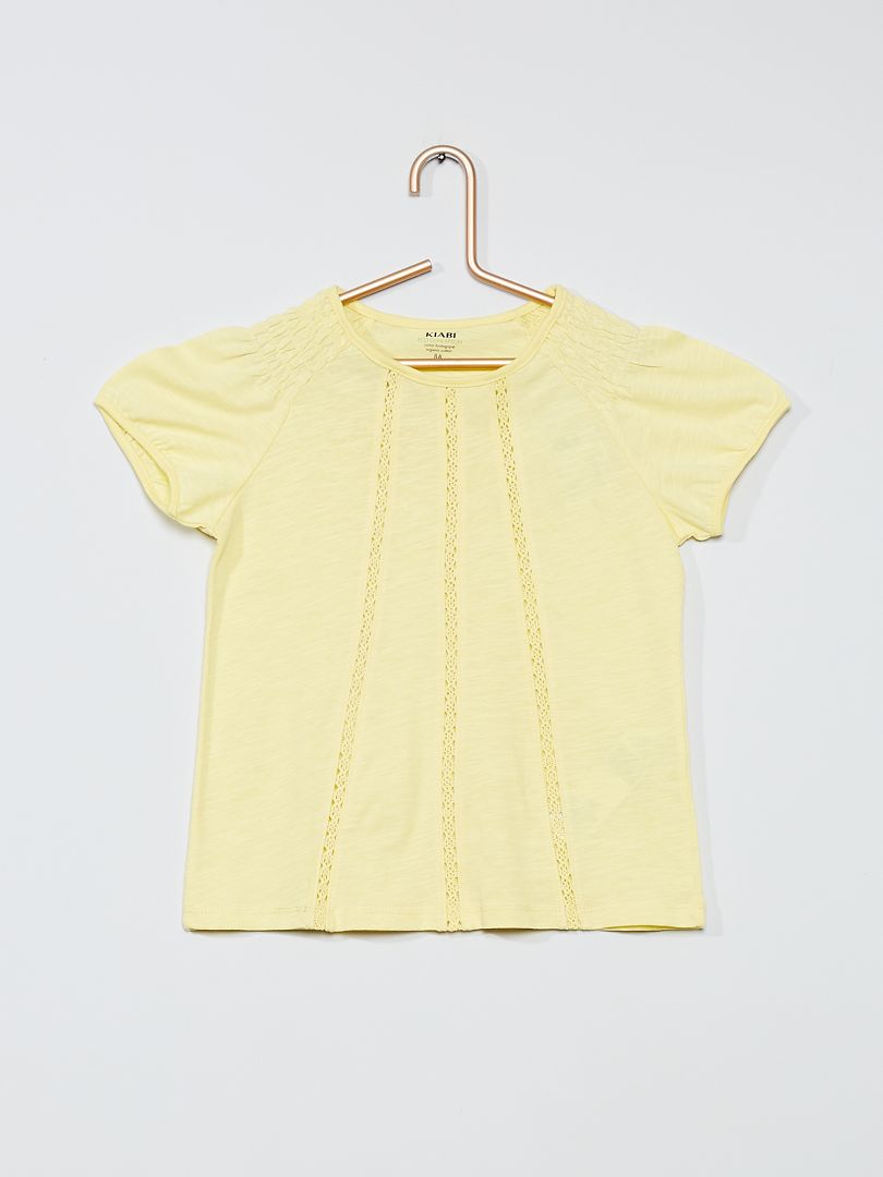 T-shirt con punto smock giallo limone - Kiabi