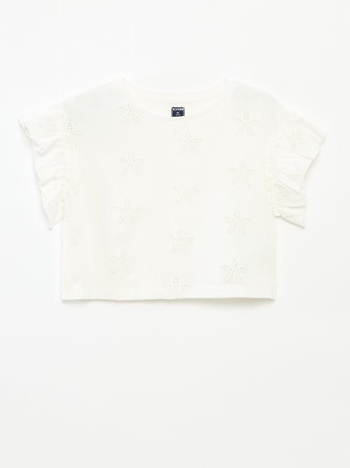 T-shirt con ricami a fiori - Kiabi