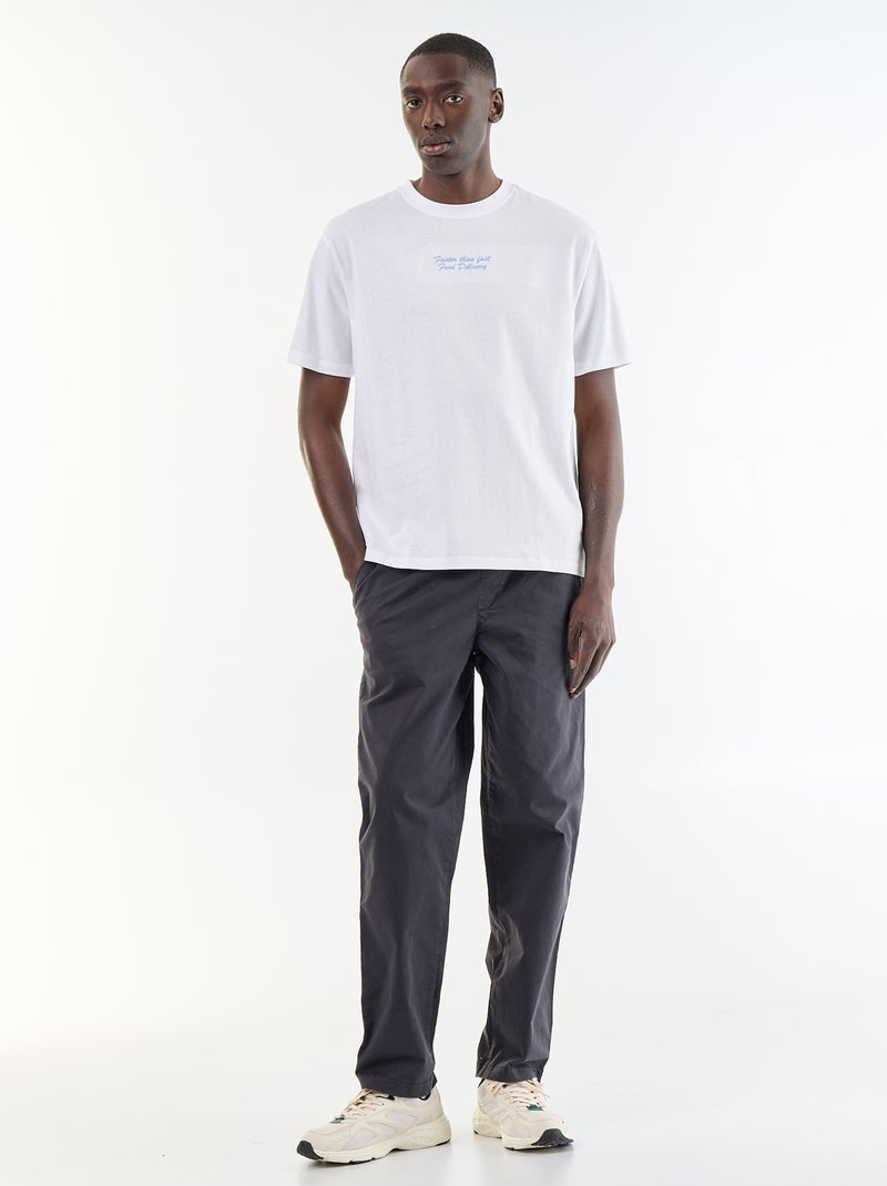 T-shirt con ricami a maniche corte Bianco - Kiabi